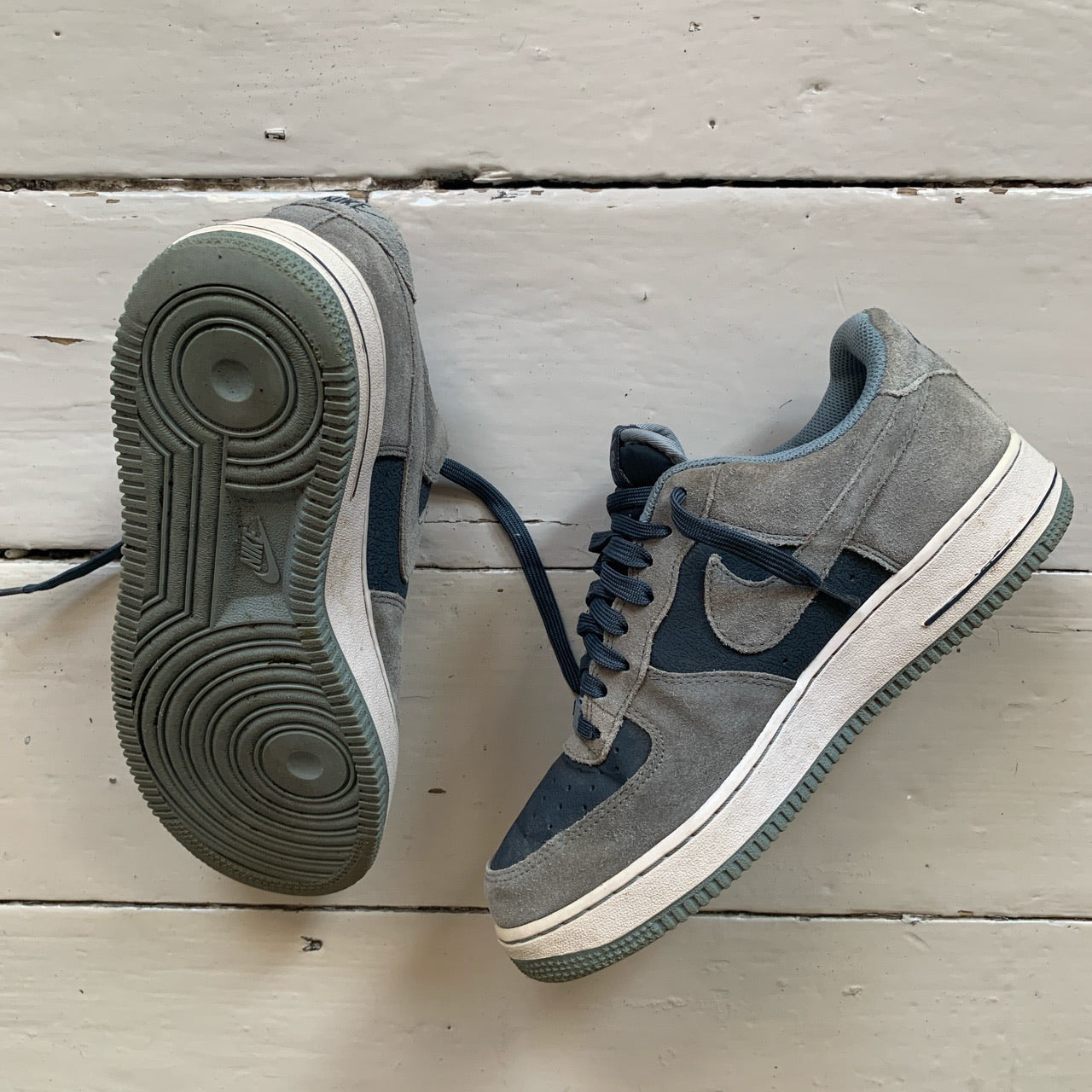 Nike Air Force 1 Suede Grey and Blue (UK 7)