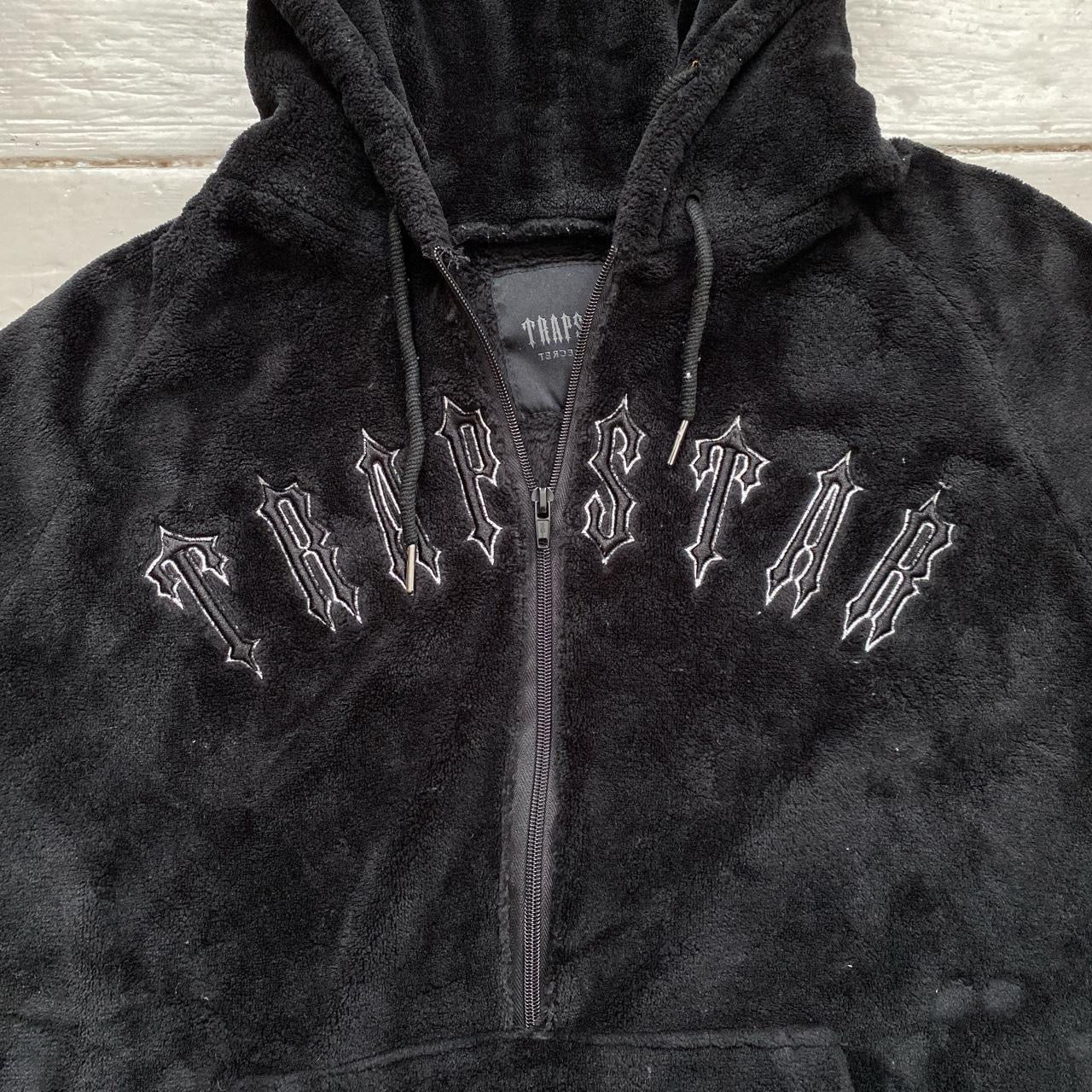 Trapstar Irongate Black Sherpa Fur Hoodie (Medium)