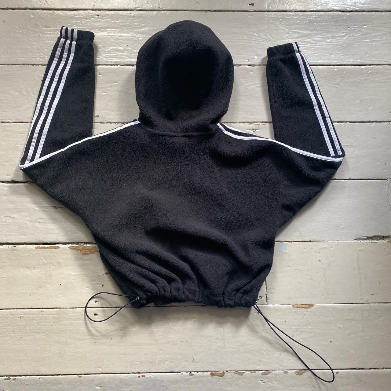 Adidas Black and White Towelling Hoodie (UK 6)