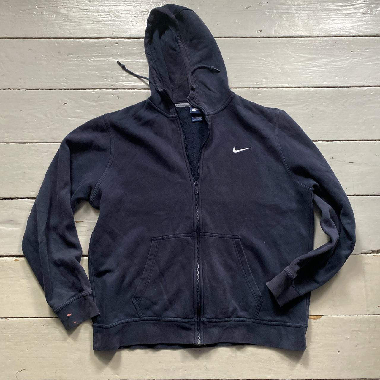 Nike Navy and White Swoosh Hoodie (XL)