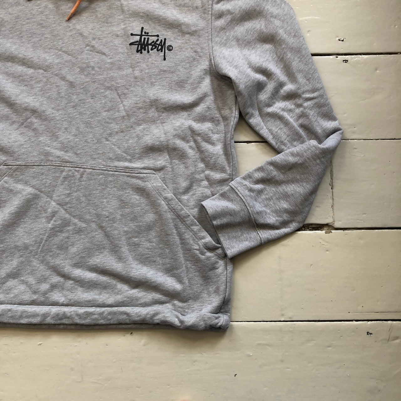 Stussy Spellout Hoodie Grey and Peach (Large)