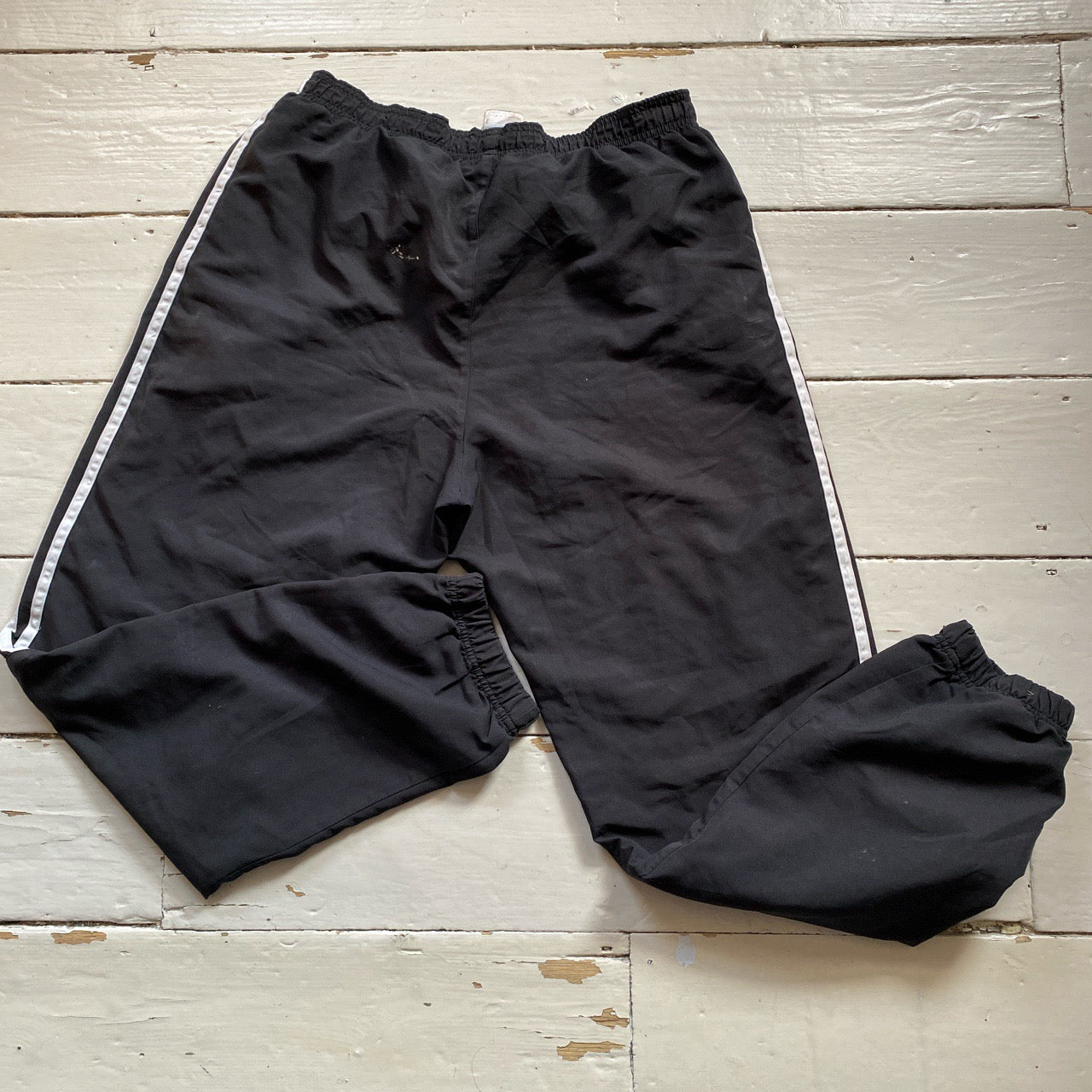 Adidas Black and White Shell Bottoms (W34)
