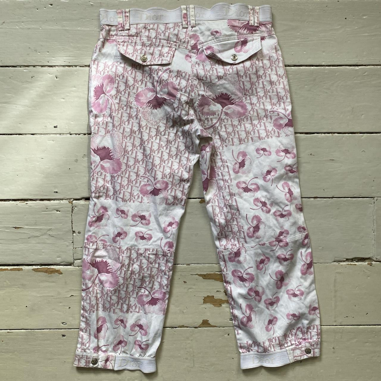 Dior Vintage Monogram Pink Floral Trousers (UK 14)
