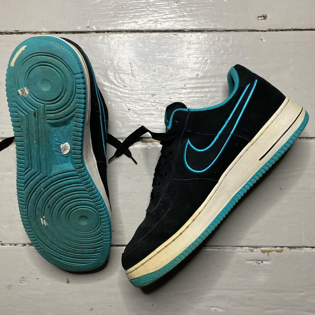 Nike Air Force 1 Black and Blue (UK 10)
