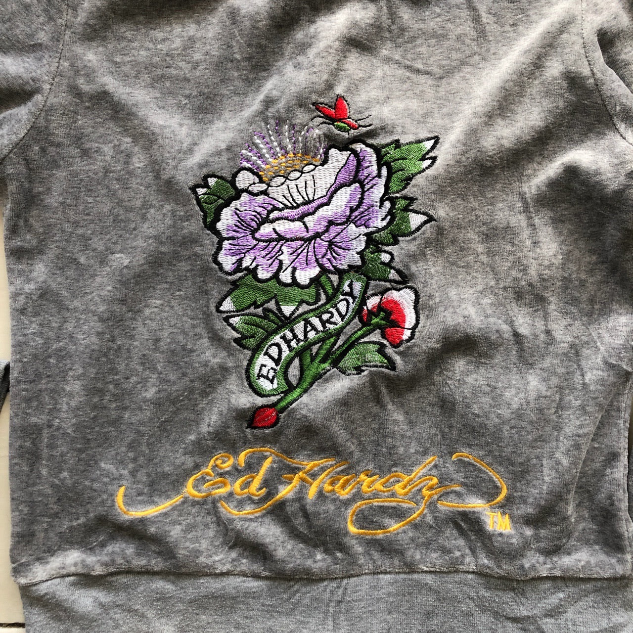 Ed Hardy Velour Hoodie (Size UK 12)