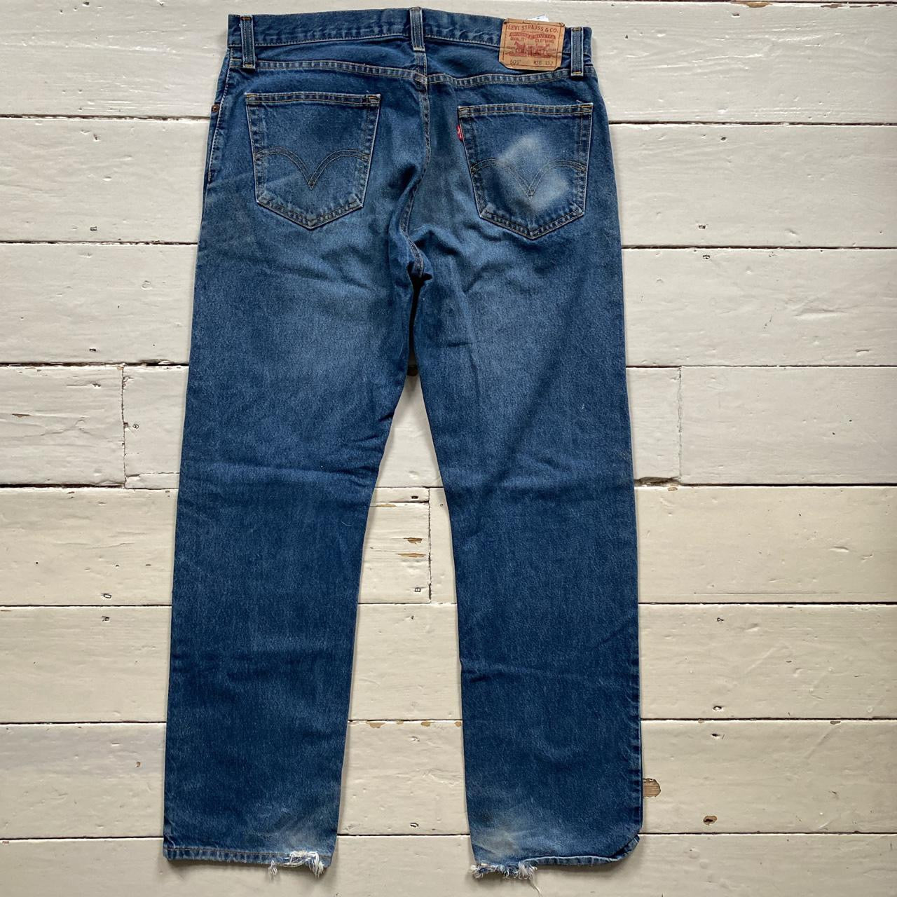 Levis 505 Blue Relaxed Fit Jeans (36/32)