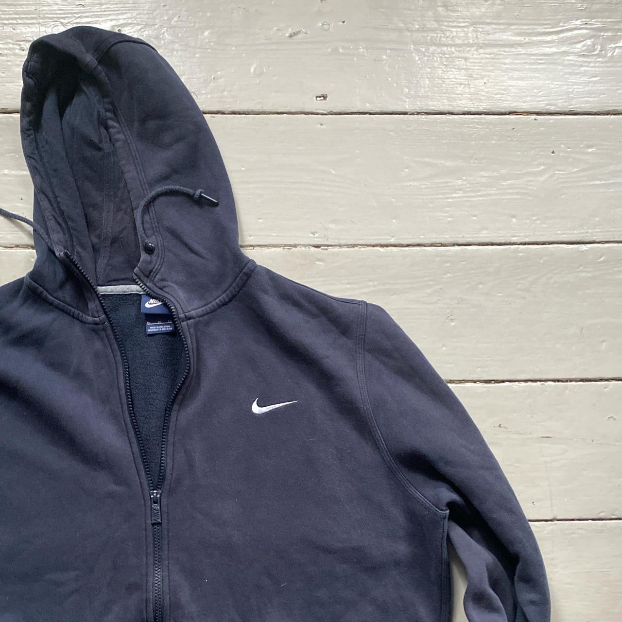Nike Navy and White Swoosh Hoodie (XL)