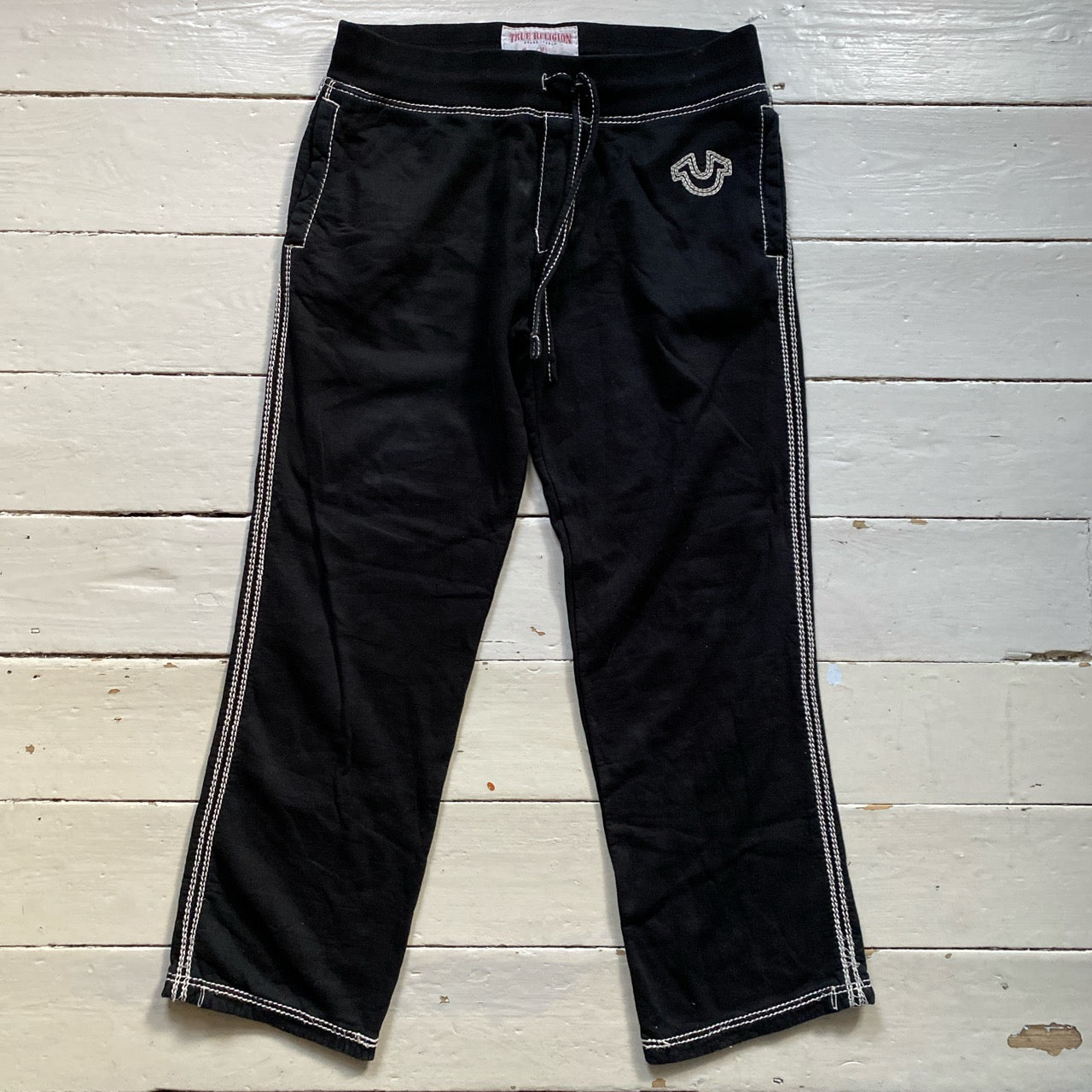 True Religion Big Tri Stitch Contrast Stitch Full Black and White tracksuit (XL)