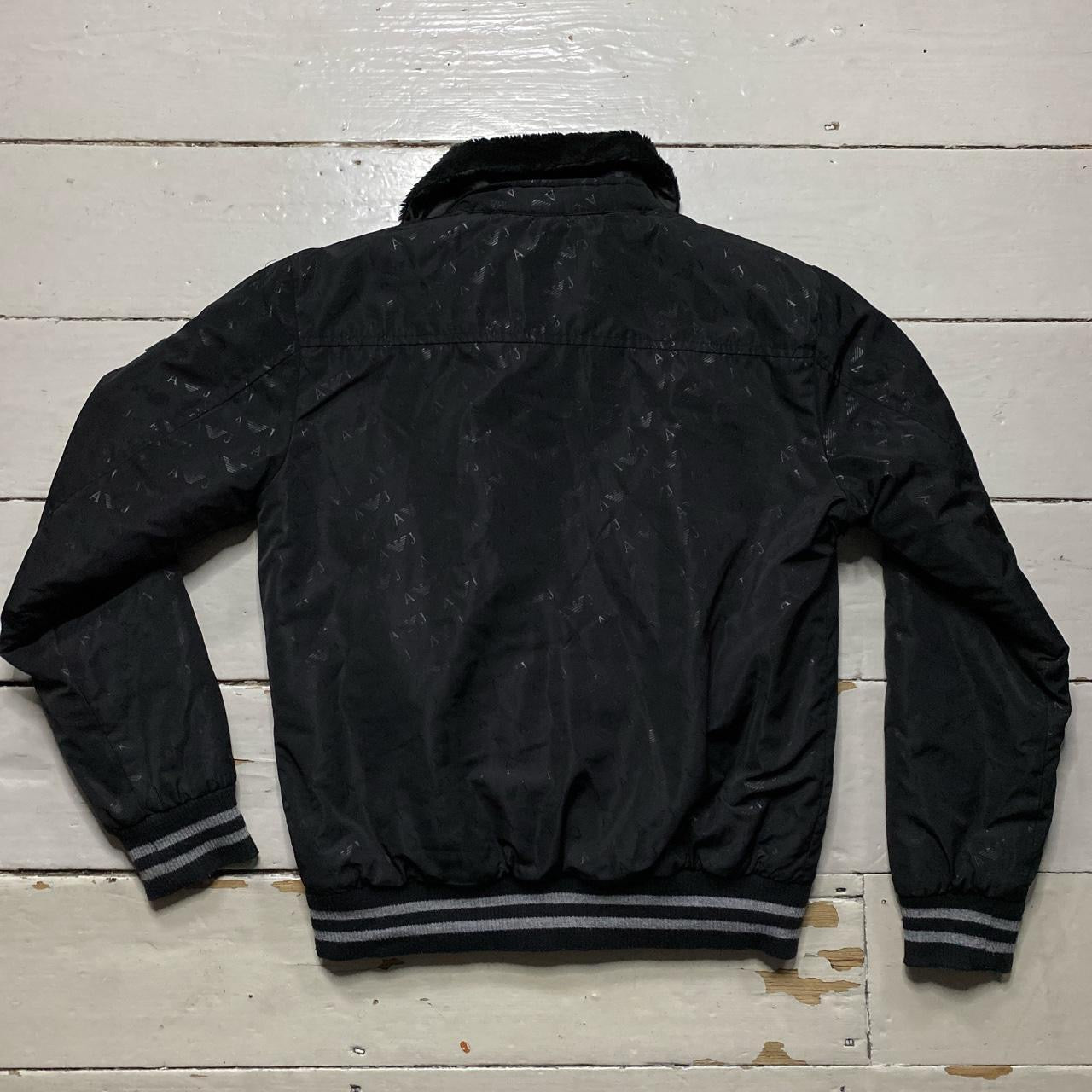 Armani Jeans Vintage Repeat Bomber Jacket (Small)