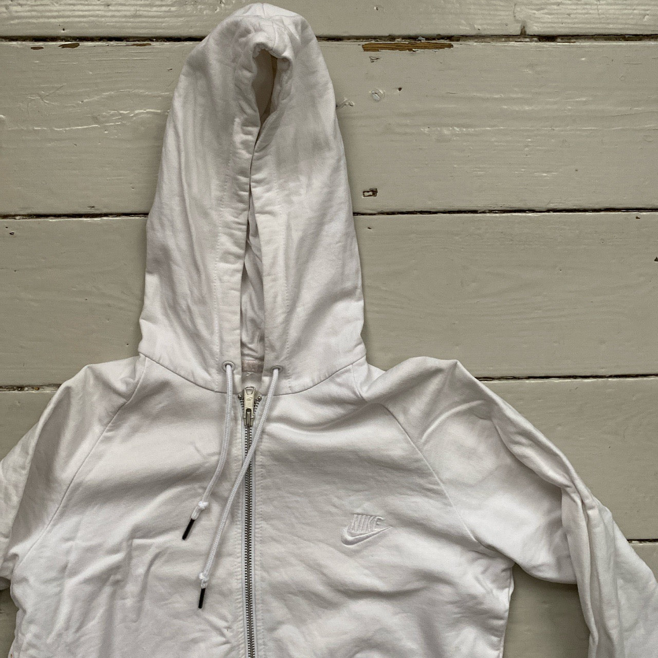 Nike White Swoosh Womens Hoodie (Large)