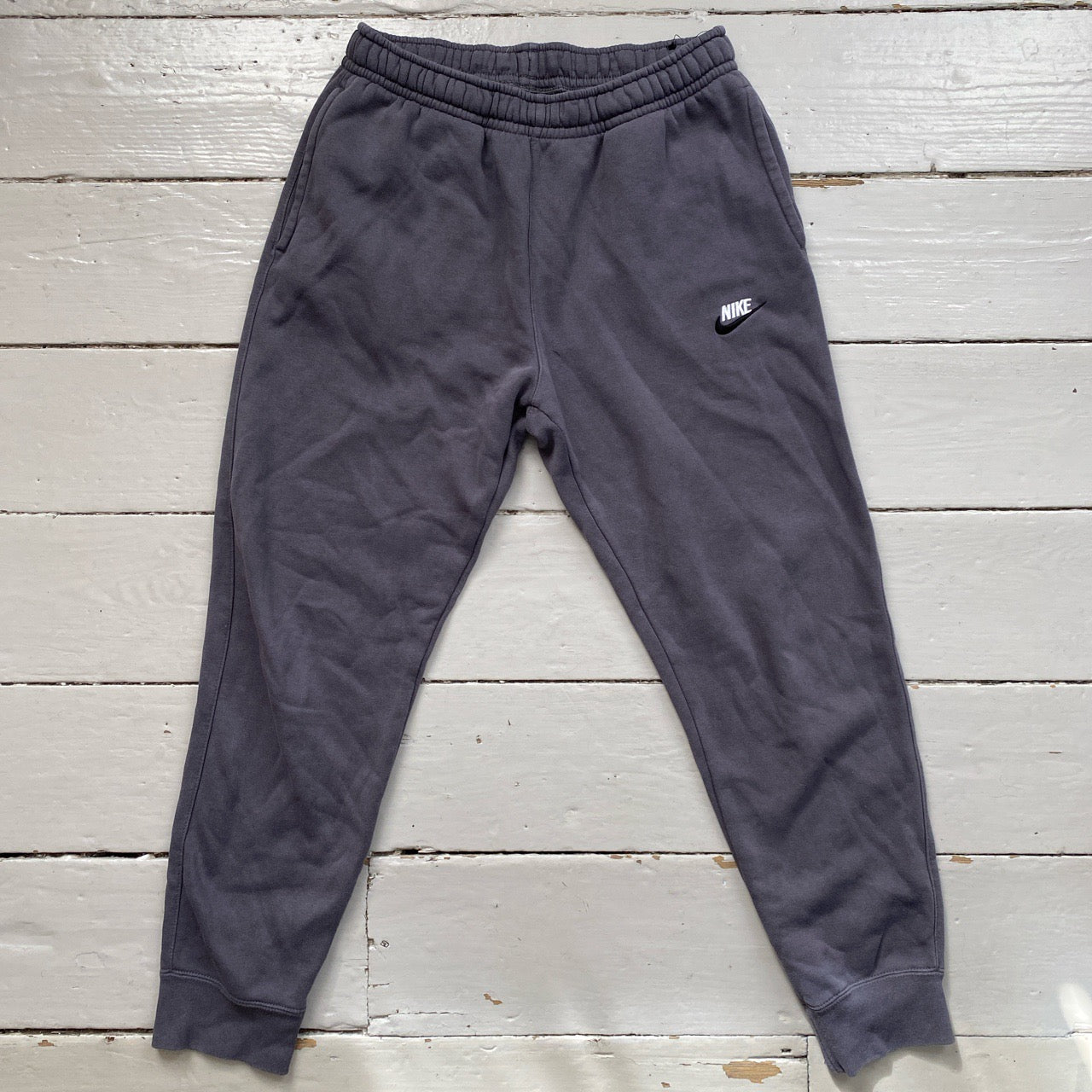 Nike White Swoosh Grey Joggers (Medium)