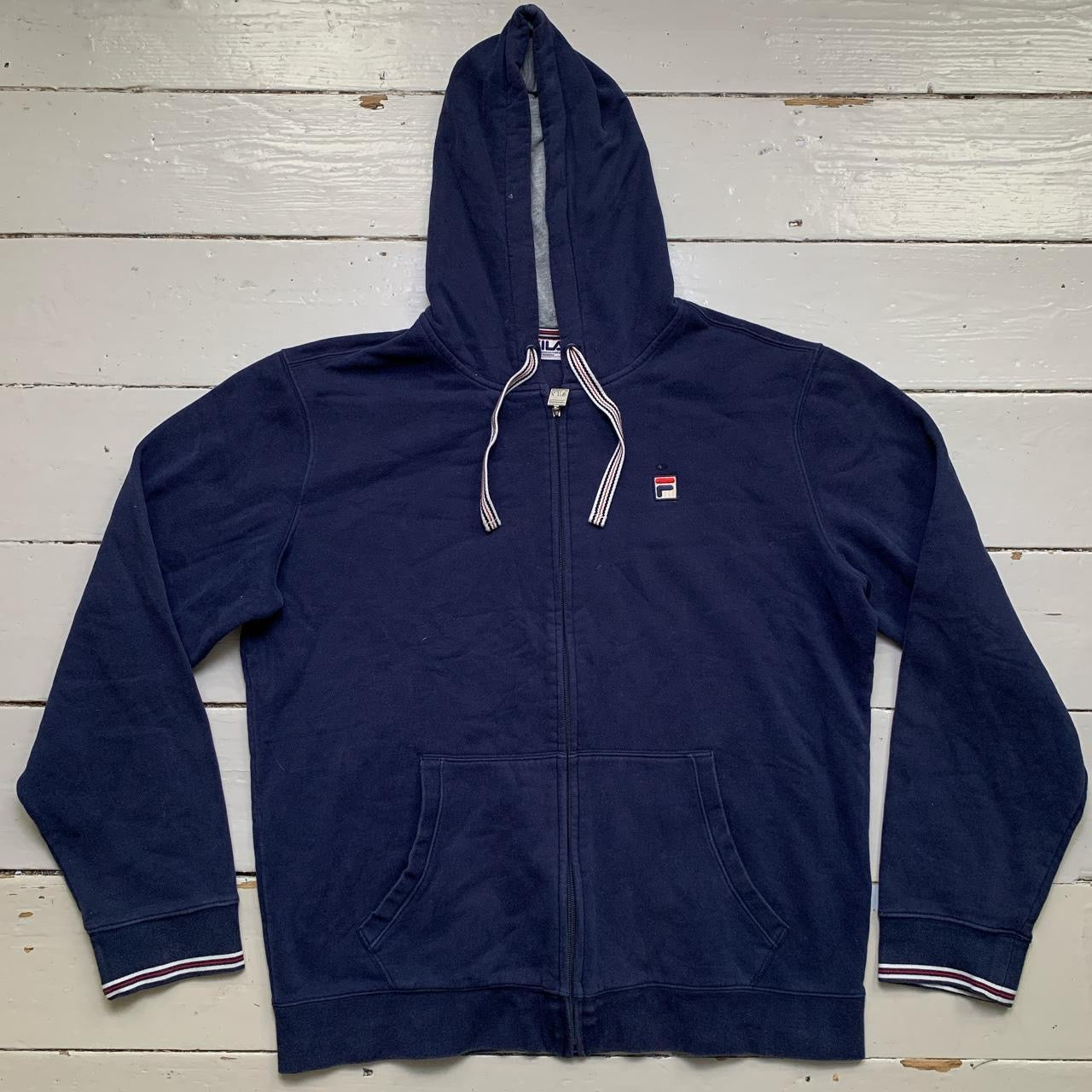 Fila blue red outlet white hoodie