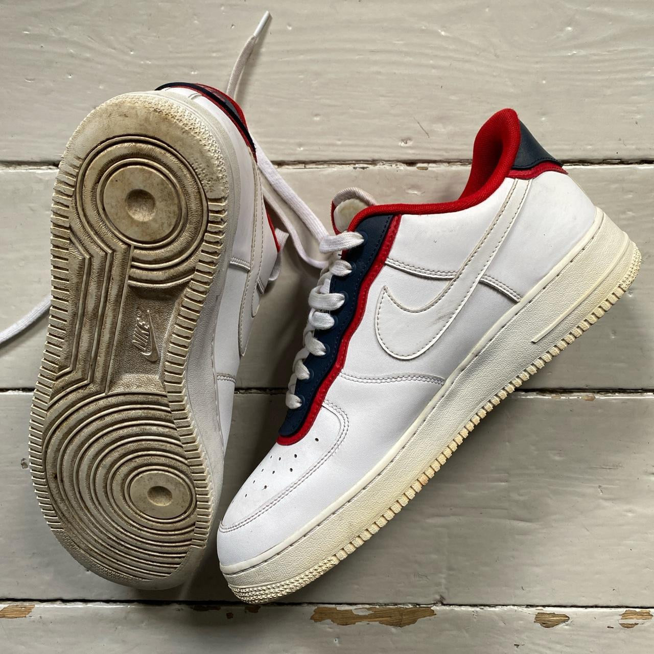 Nike Air Force 1 White Red Navy (UK 11.5)