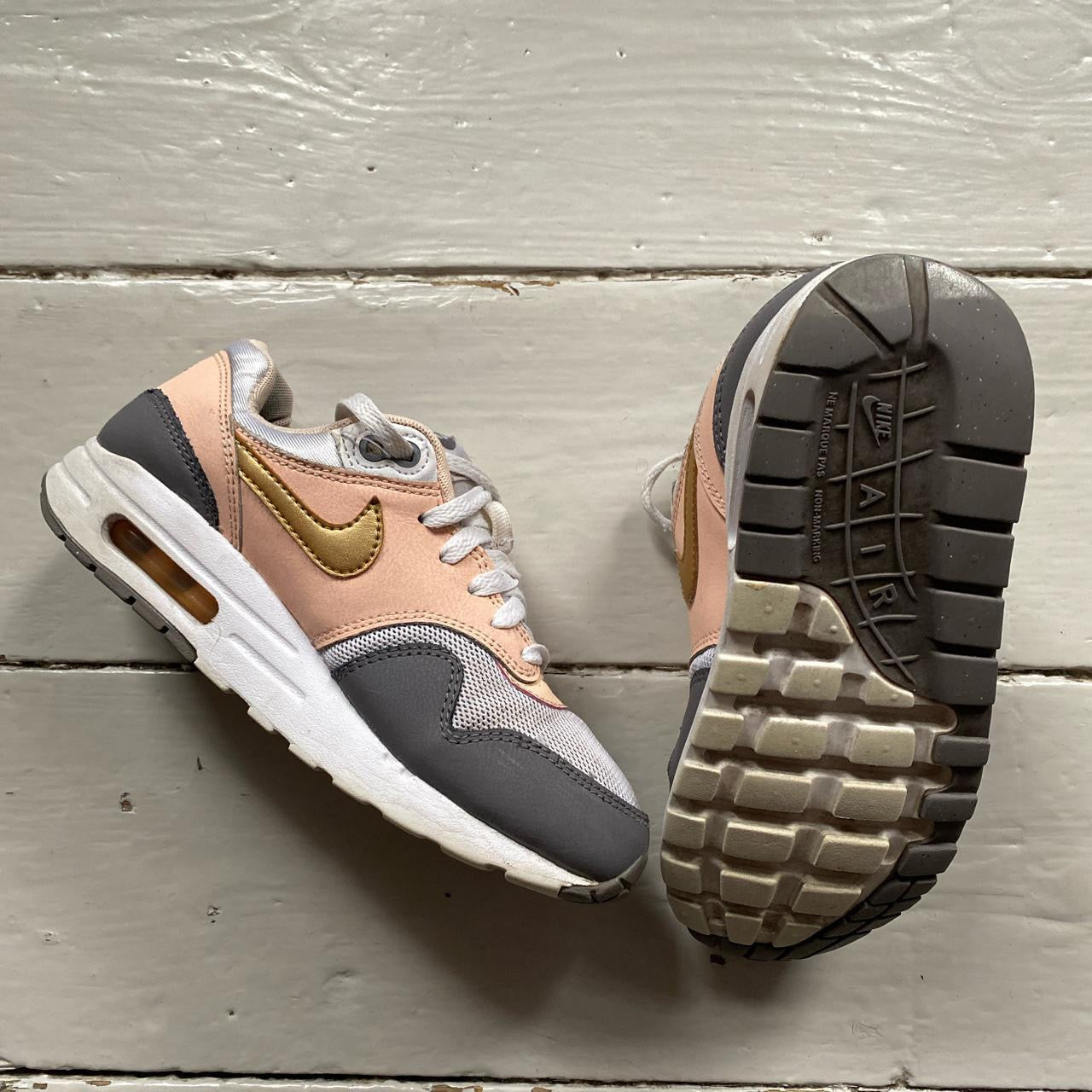 Nike Air Max 1 White Gold Pink (UK 4)