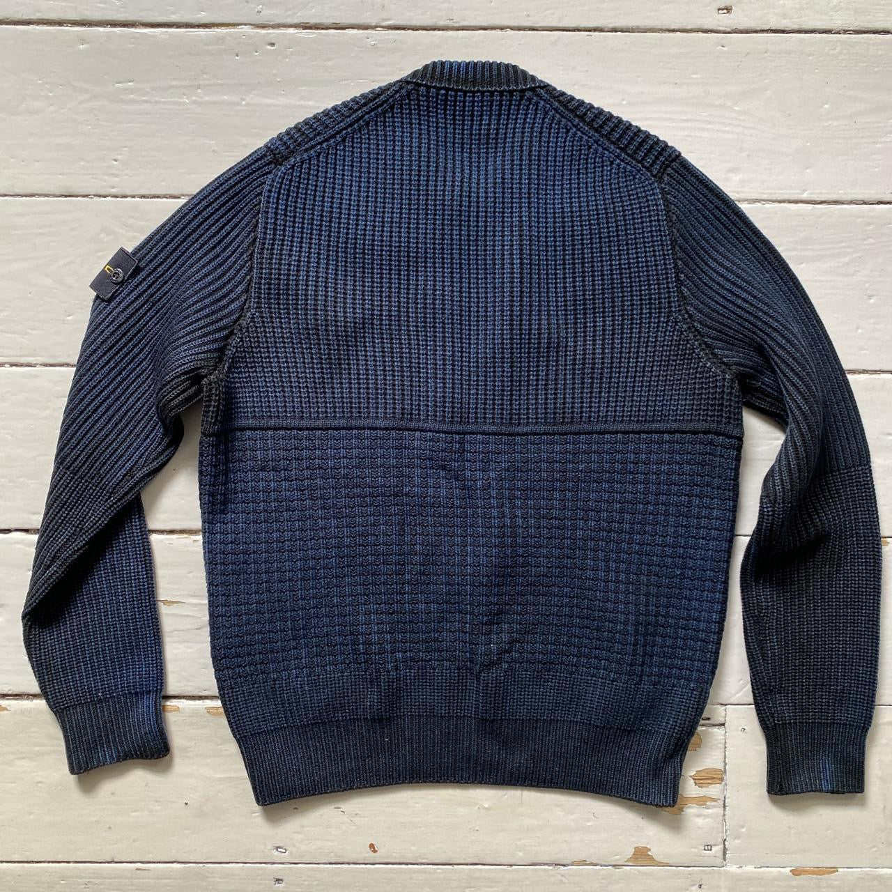 Stone Island Heavy Ribbed Navy Jumper (Large)