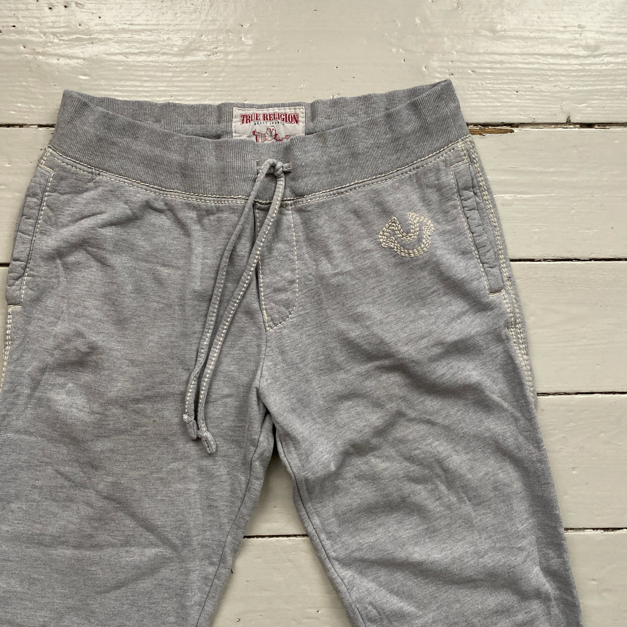 True Religion Tri Contrast Stitch Grey Joggers (XL)