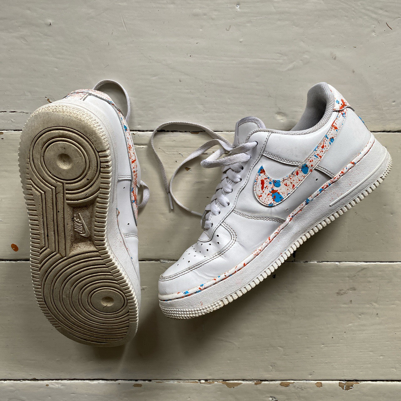 Nike Air Force 1 White Custom Paint Splash (UK 8)