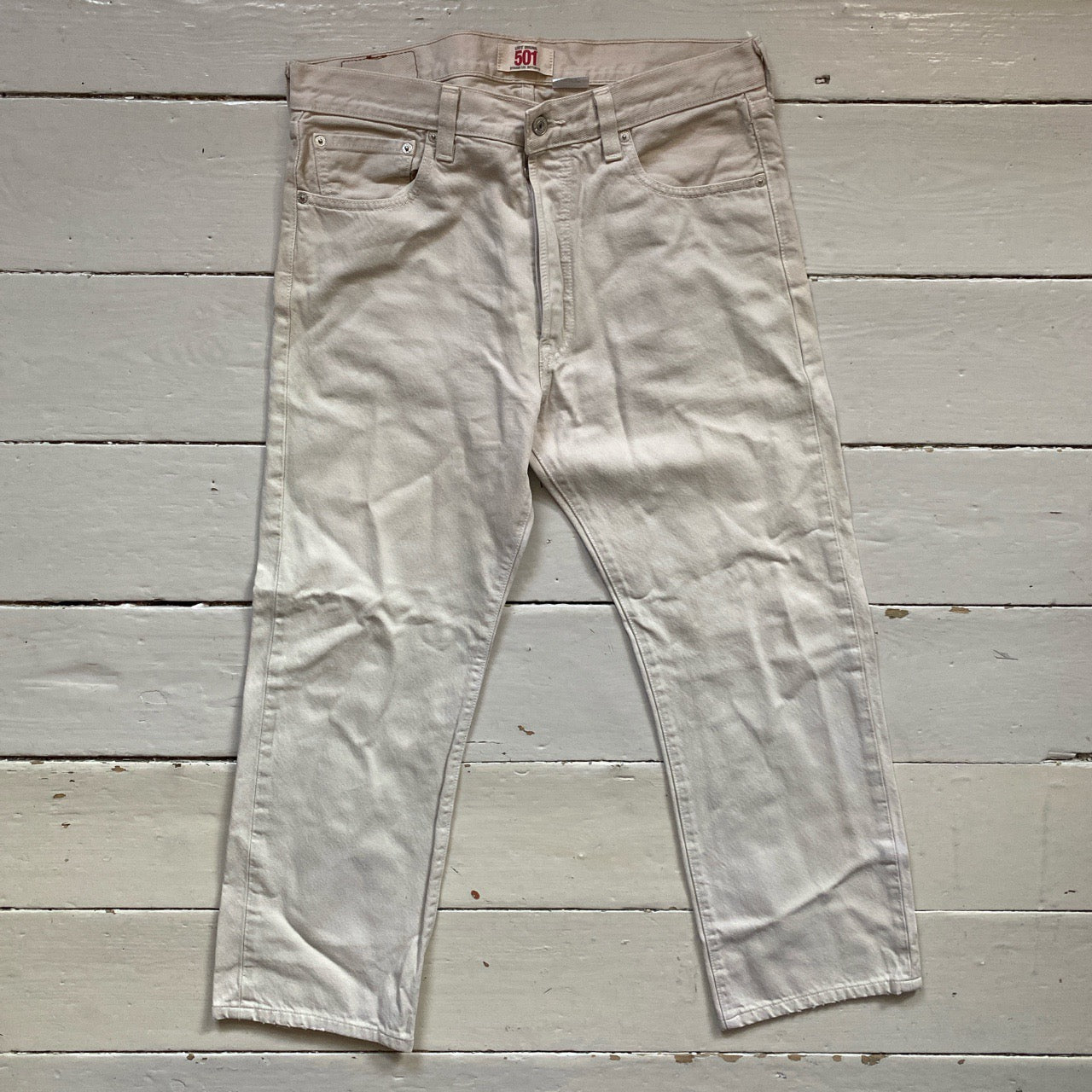 Levis 501 Beige Cream Jeans (34/28)