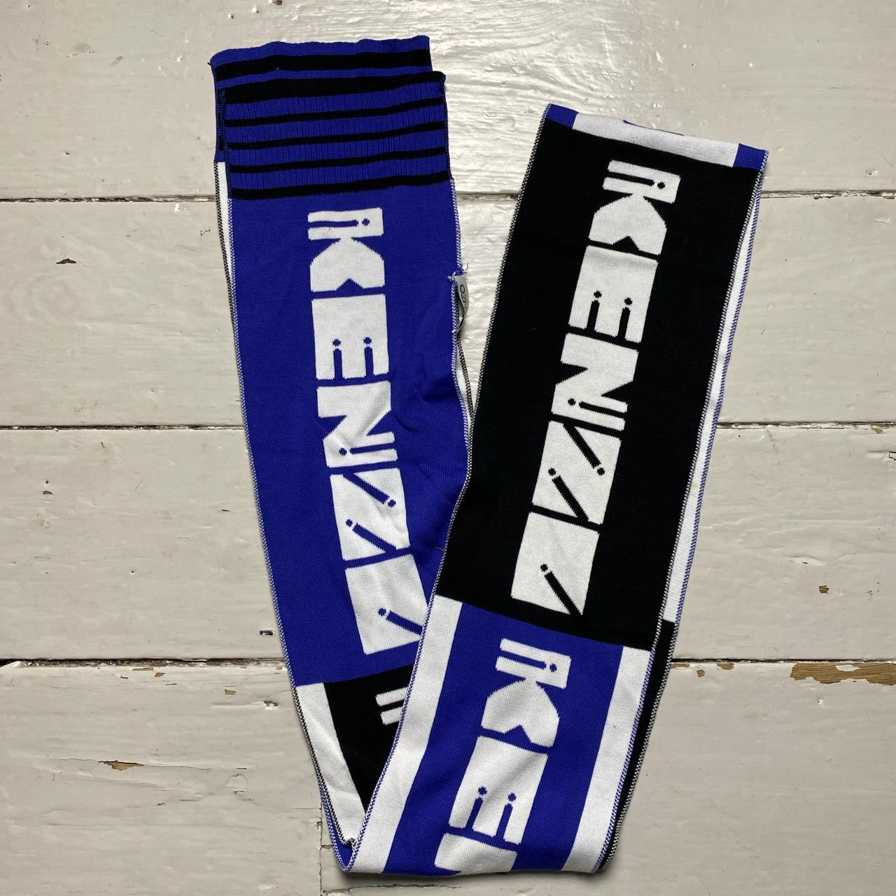 Kenzo Blue Black and White Scarf