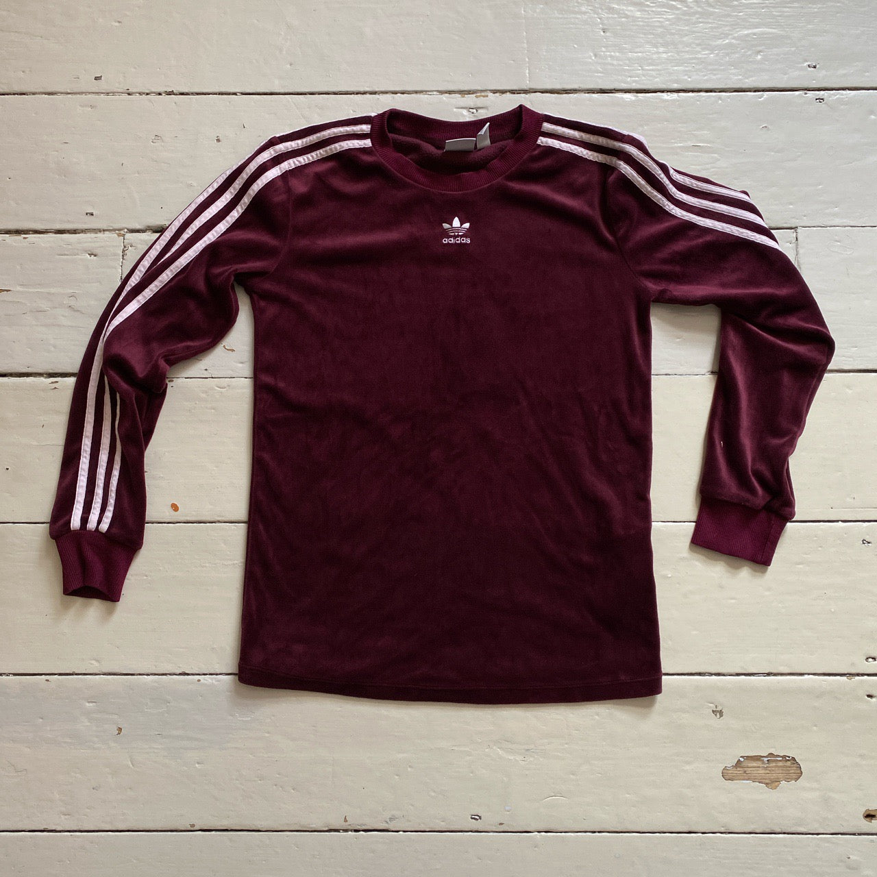 Adidas Velour Burgundy Jumper (Size 4 womens)