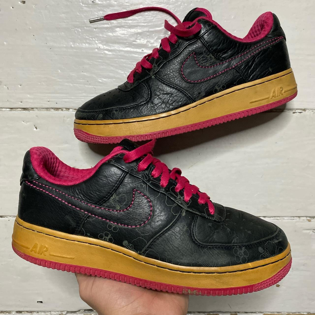 Nike Air Force 1 Black Floral Vintage (UK 7)