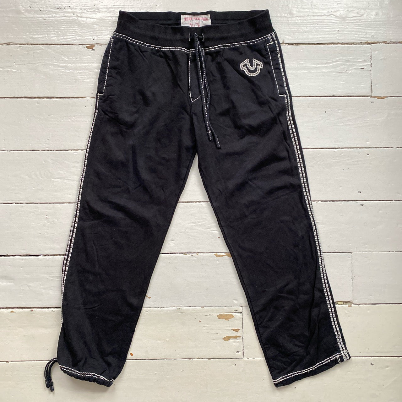 True Religion Big Tri Contrast Stitch Black Tracksuit (XL Both)