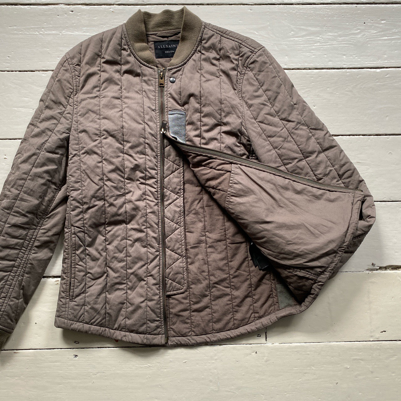 All Saints Quilted Khaki Jacket (Medium)