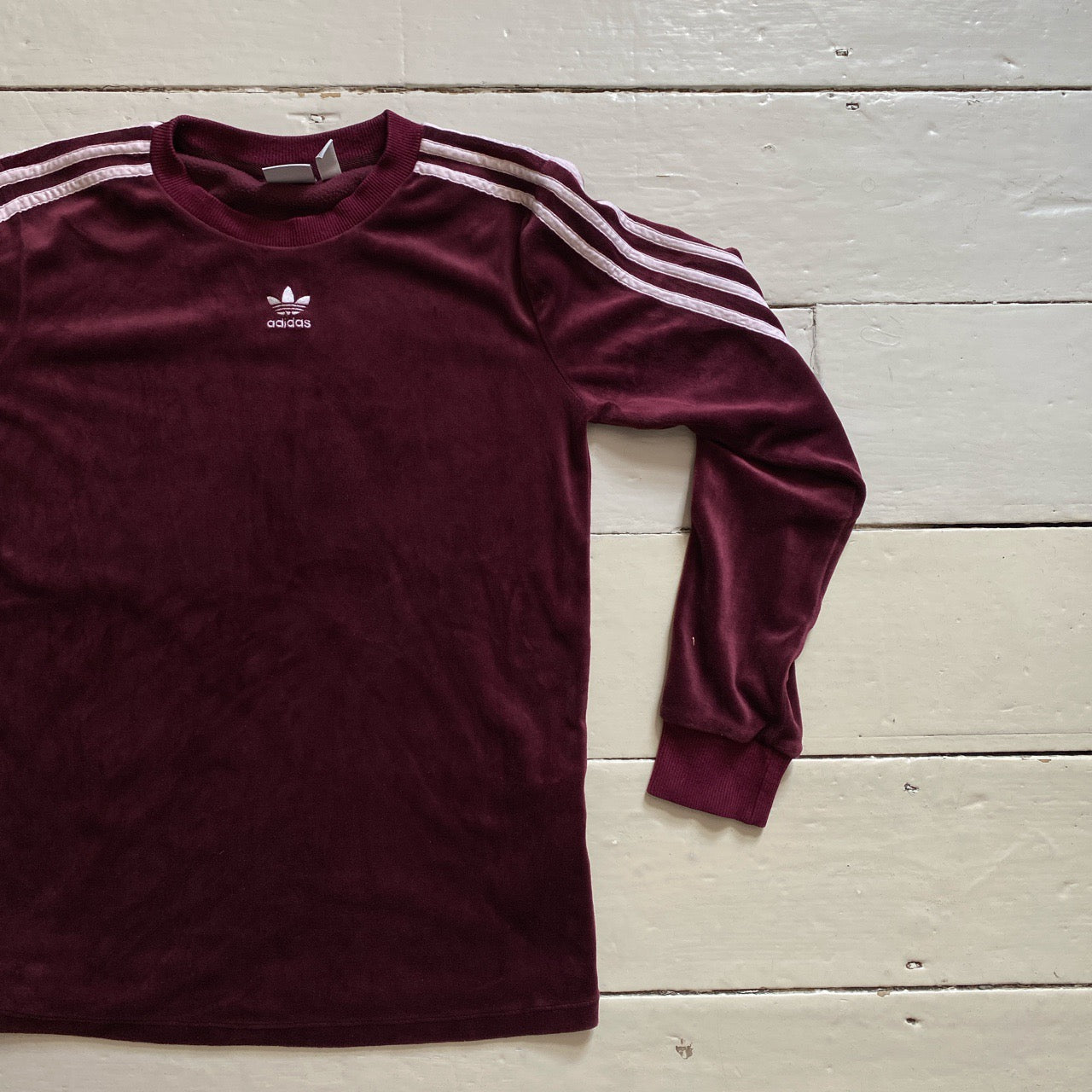 Adidas Velour Burgundy Jumper (Size 4 womens)