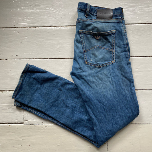 Armani Blue Straight Fit Jeans (34/34)