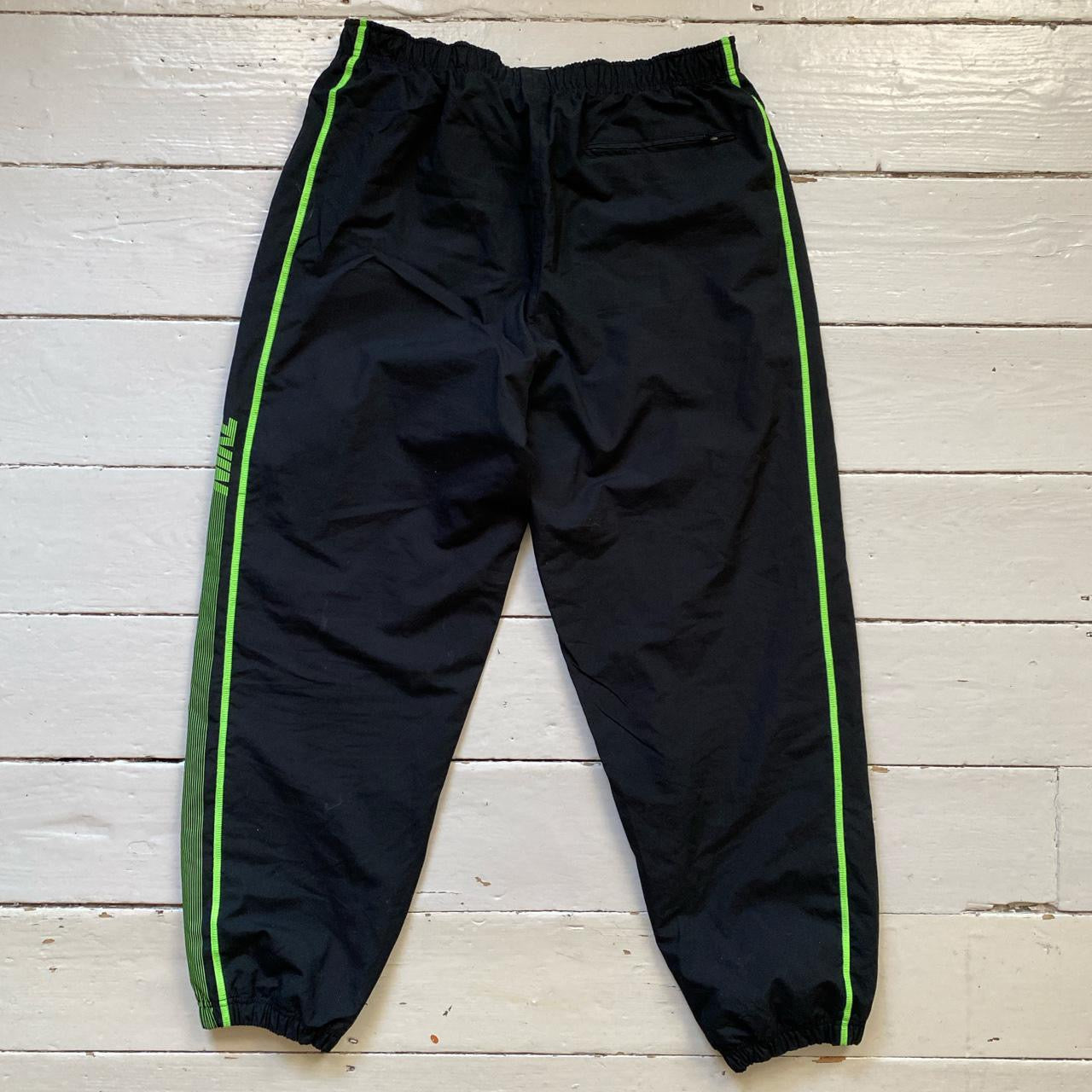 Nike Club Spellout Black and Green Shell Bottoms (XL)