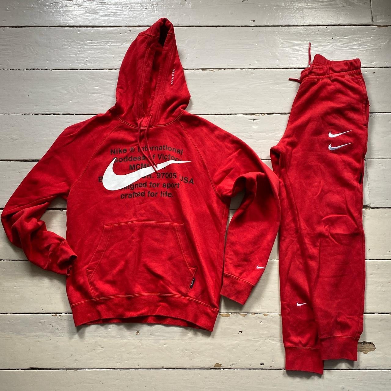 Nike swoosh tracksuit red on sale