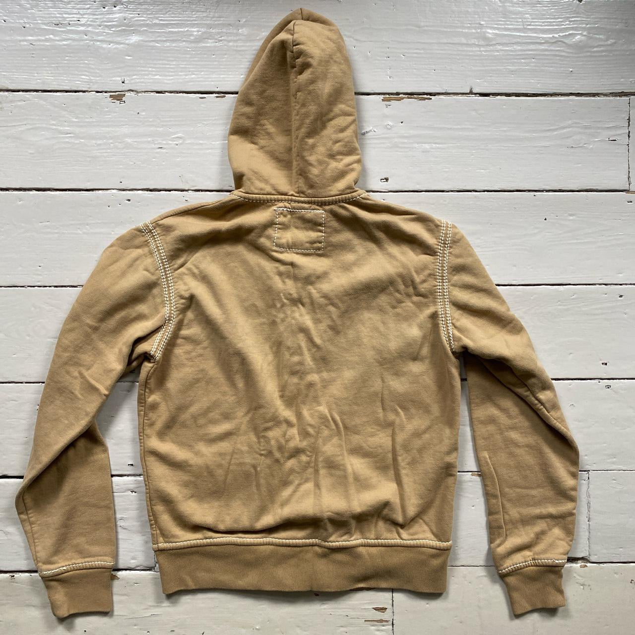 True Religion Contrast Tri Stitch Beige Hoodie (Large)