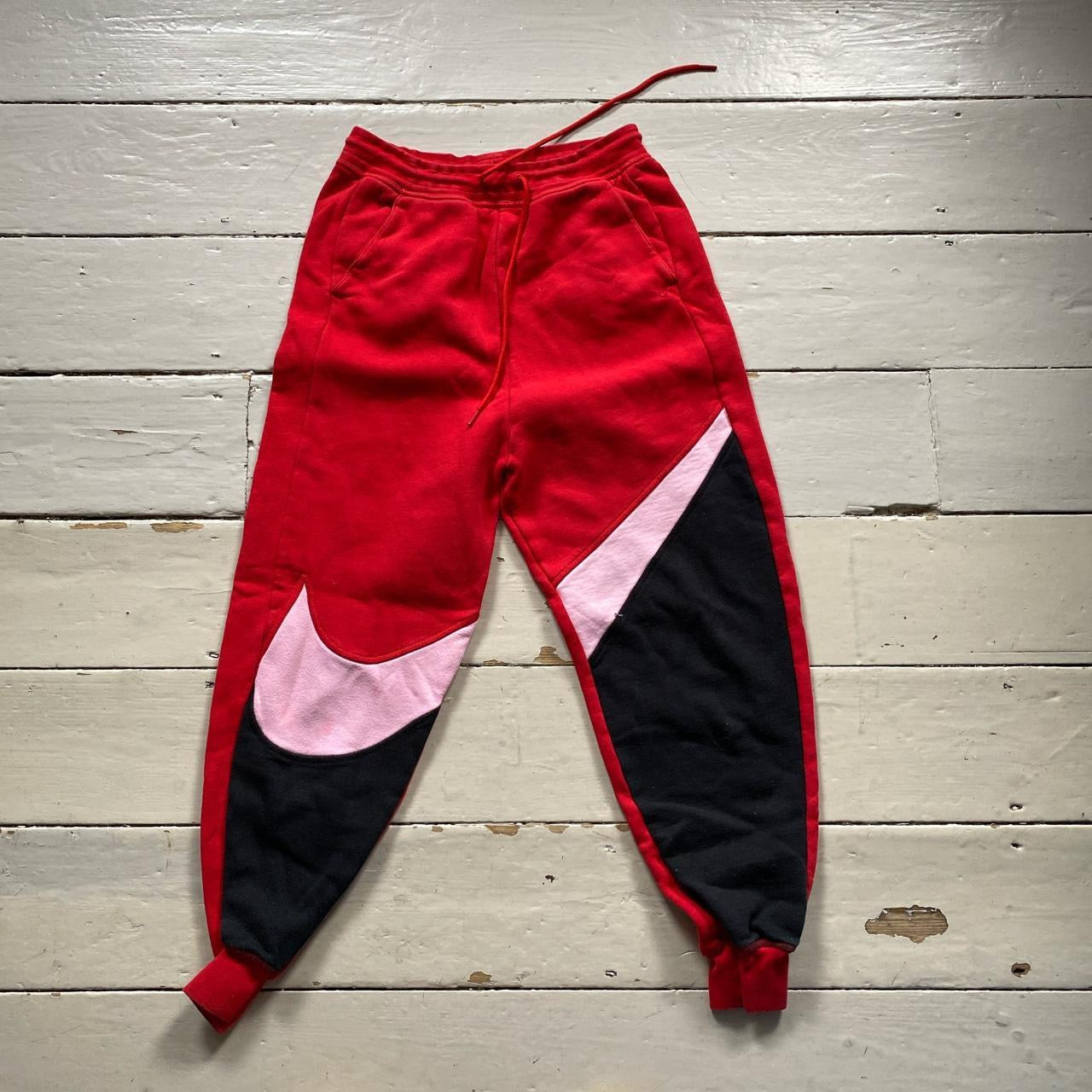 Nike Womens Big Swoosh Red Pink and Black Tracksuit (Small)