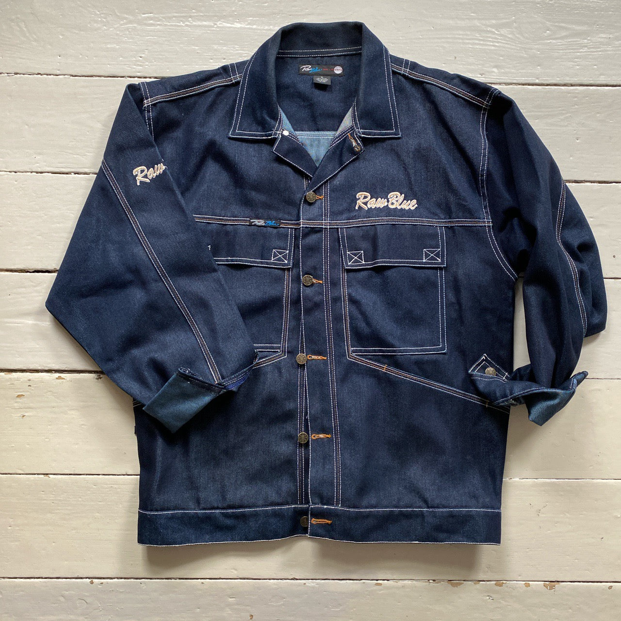 Raw Blue Vintage 90βs Denim Jeans Suit (XL)