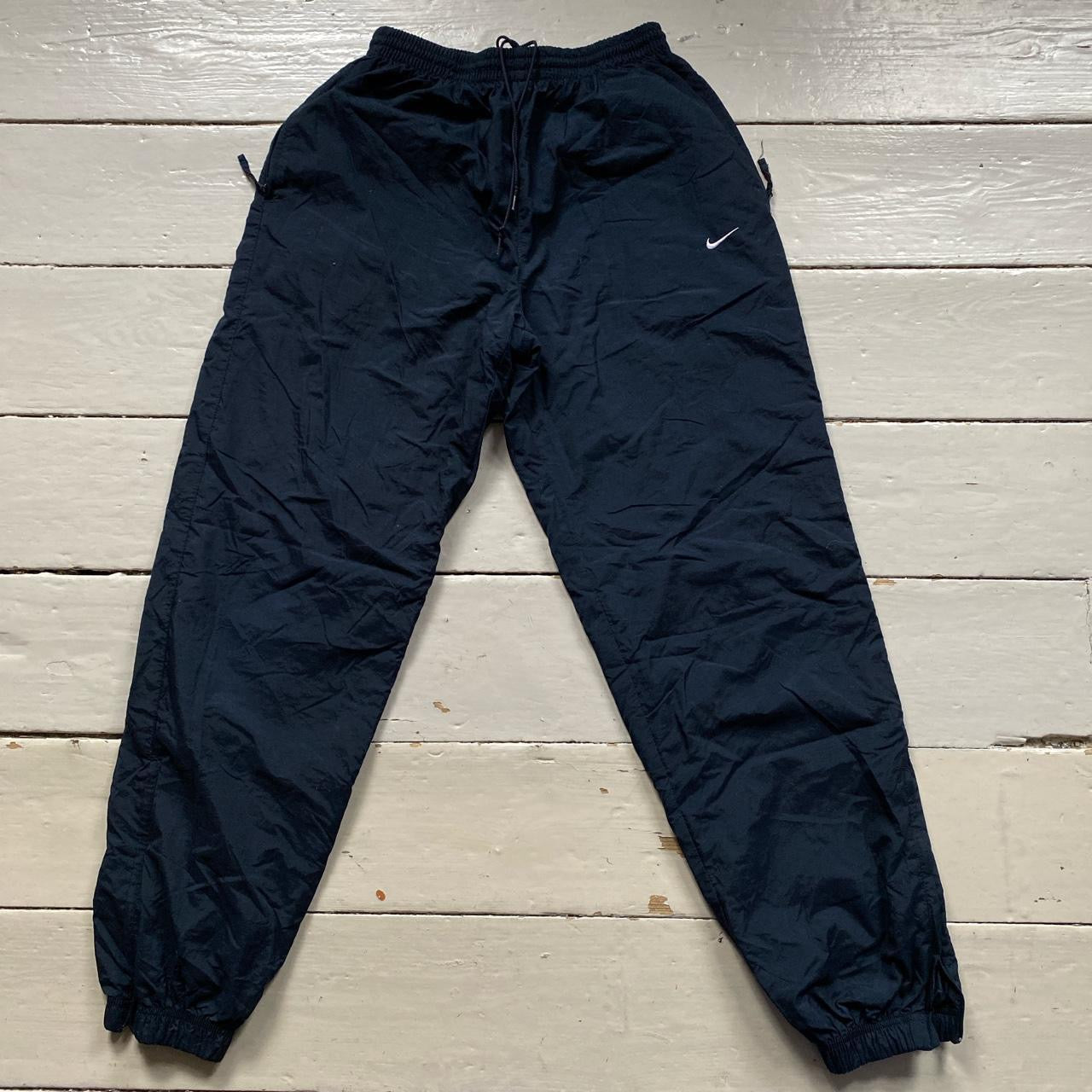 Nike Navy and White Shell Bottoms (Medium)