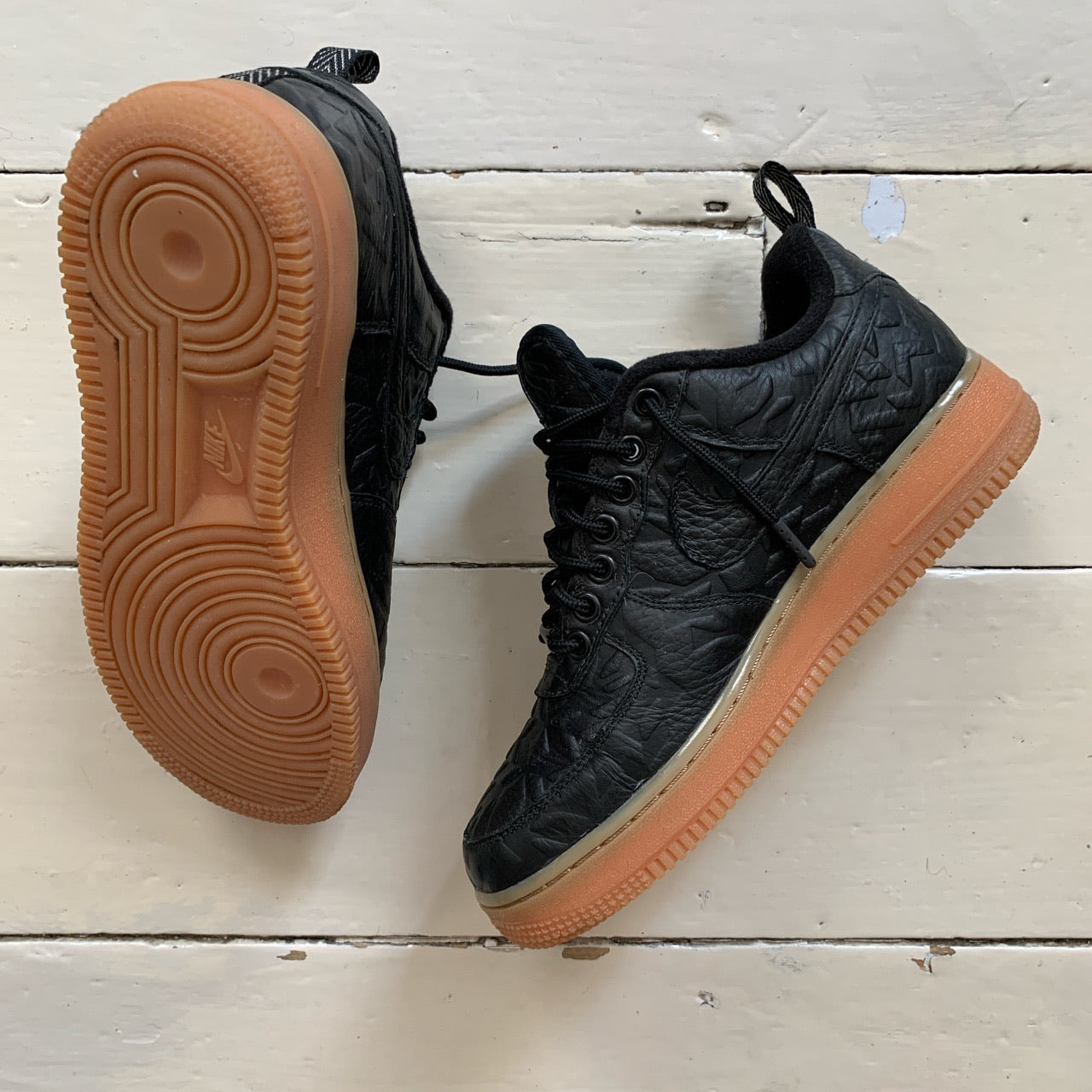 Nike Air Force 1 Black & Gum Sole (UK 5.5)