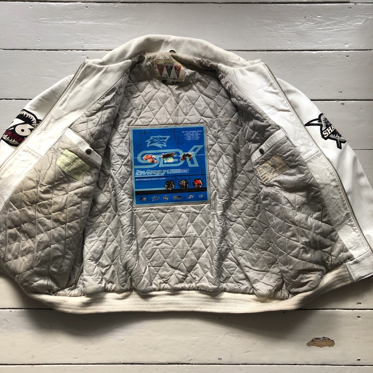 Avirex NYC West Indies Sharks Leather Bomber Jacket (3XL)