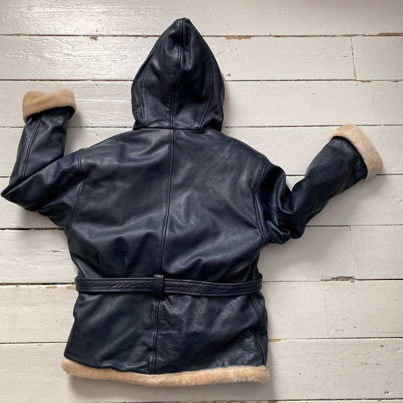 Gregory and Sons Hooded Leather Sherpa Jacket (Medium)