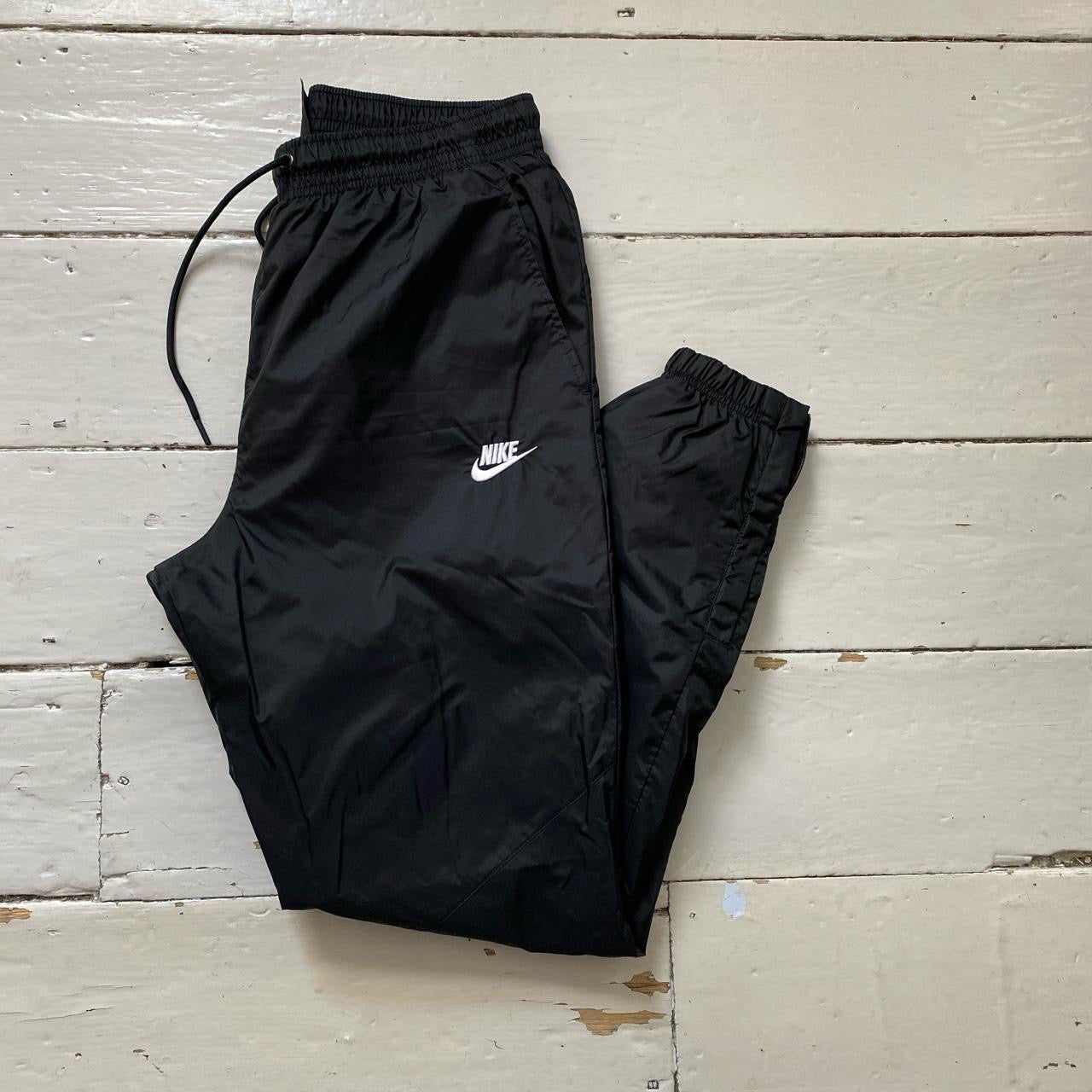 Nike Swoosh White and Black Shell Bottoms (Medium)
