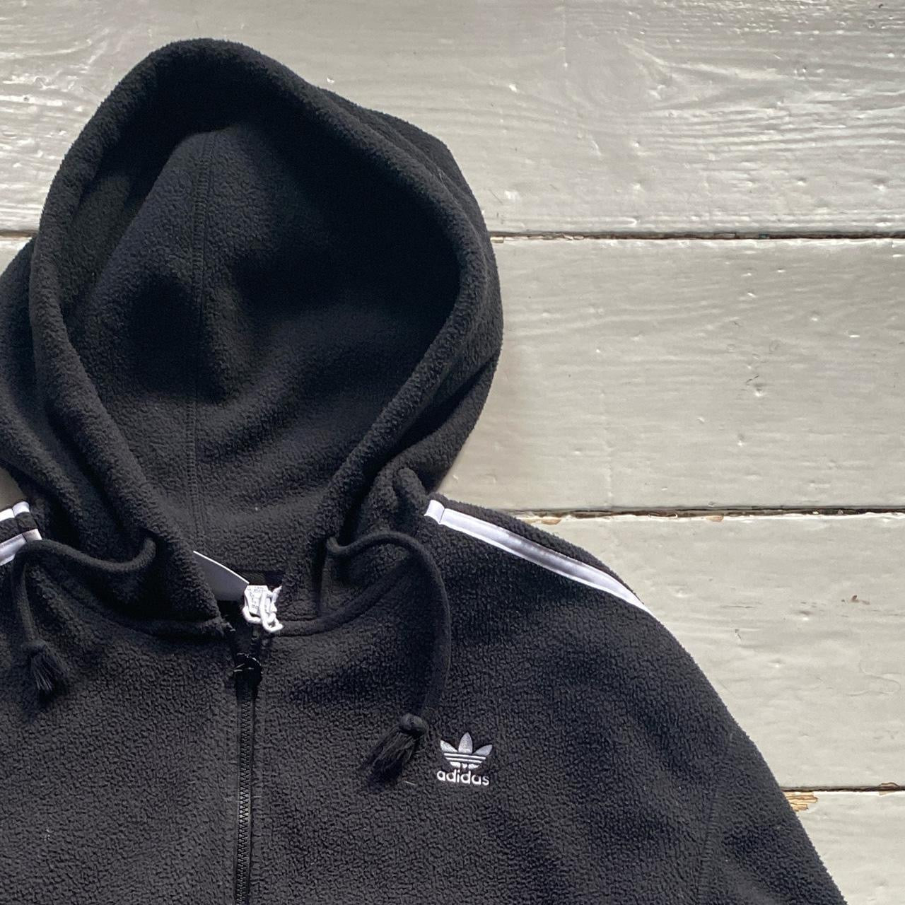 Adidas Black and White Towelling Hoodie (UK 6)