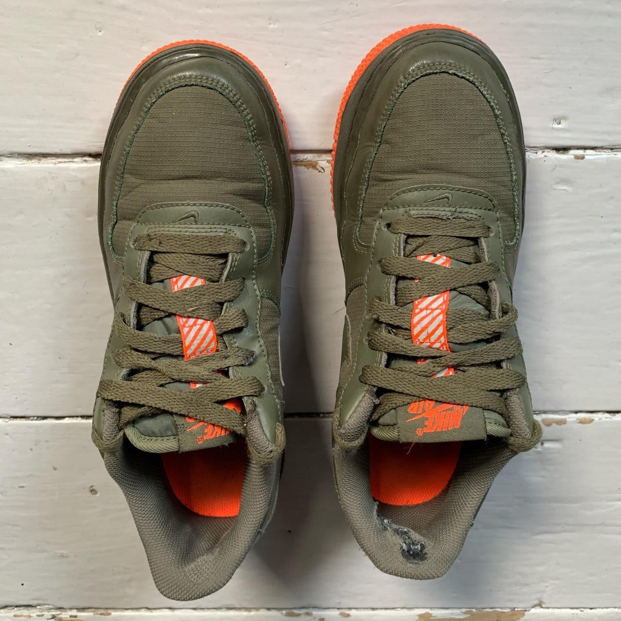 Nike Air Force 1 Khaki and Orange (UK 5.5)