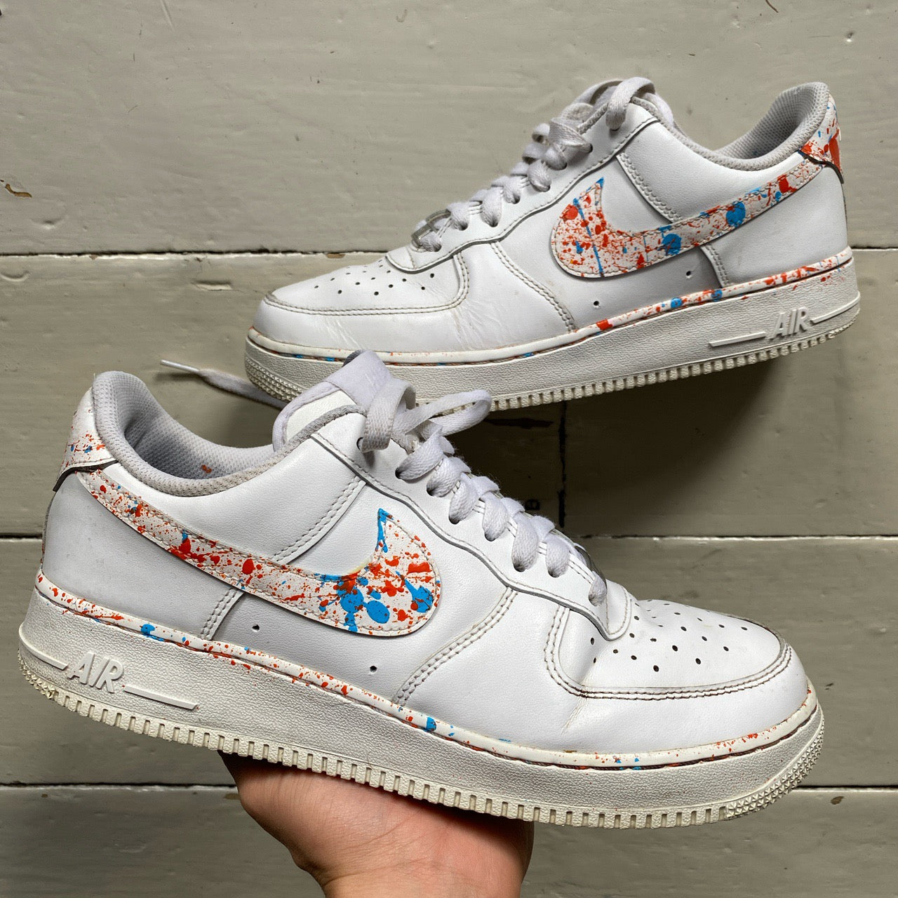 Nike Air Force 1 White Custom Paint Splash (UK 8)
