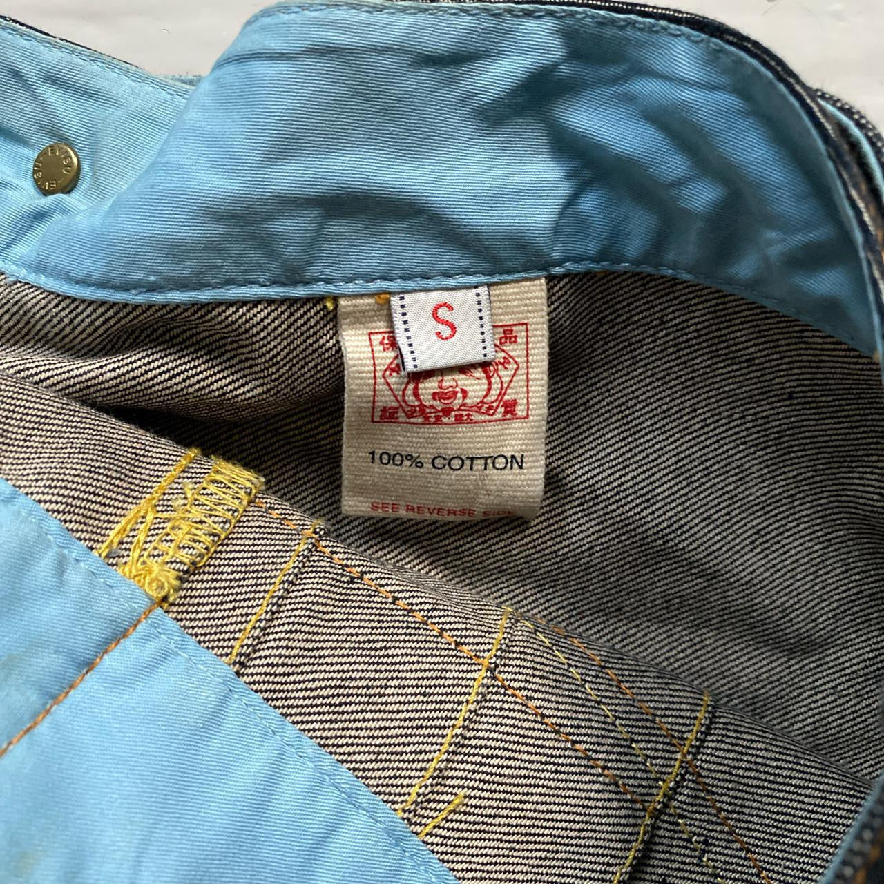 Evisu Swoosh Vintage Pleated Denim Skirt (Small)