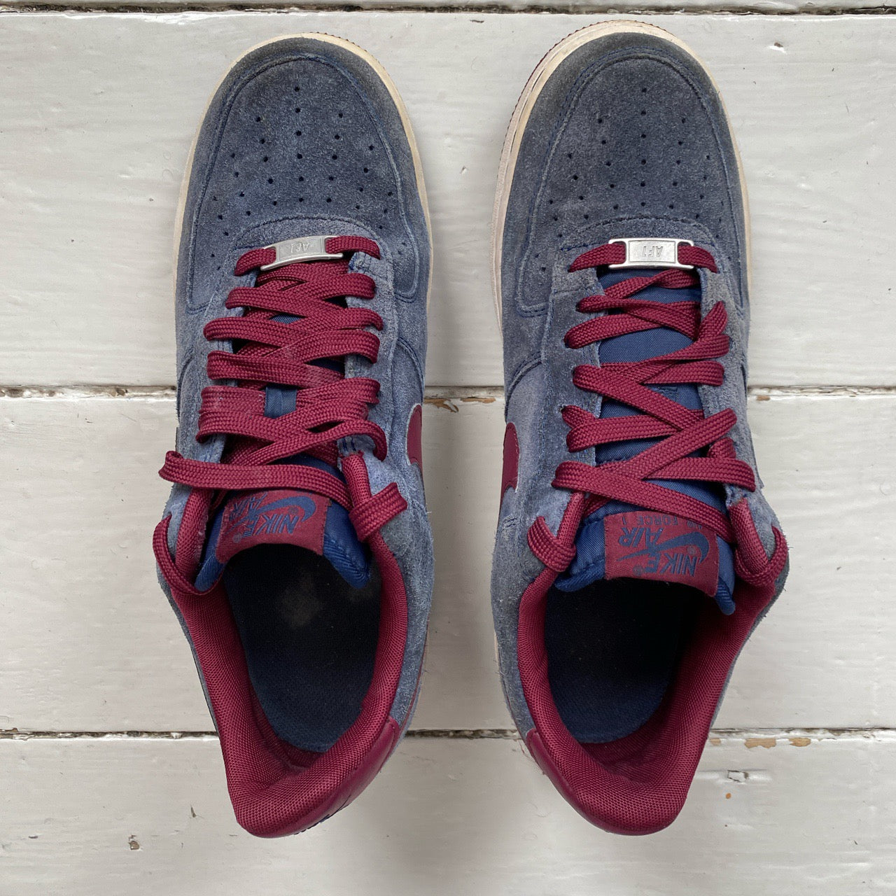 Nike Air Force 1 Grey and Burgundy (UK 8)