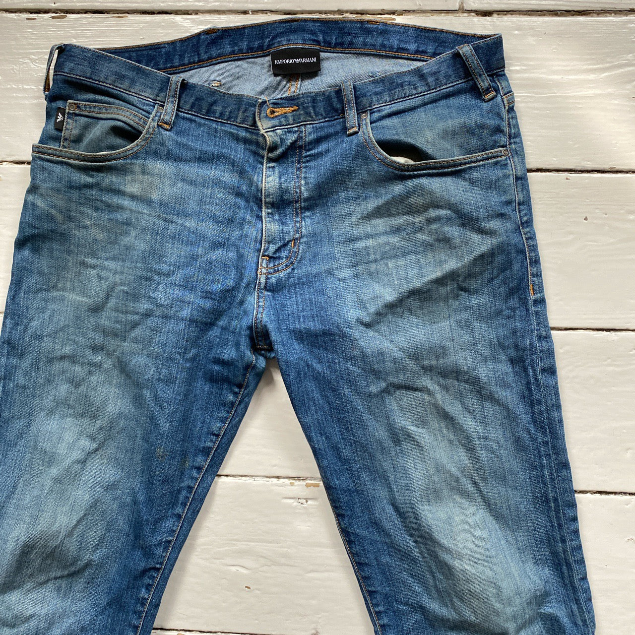 Armani Blue Straight Fit Jeans (34/34)