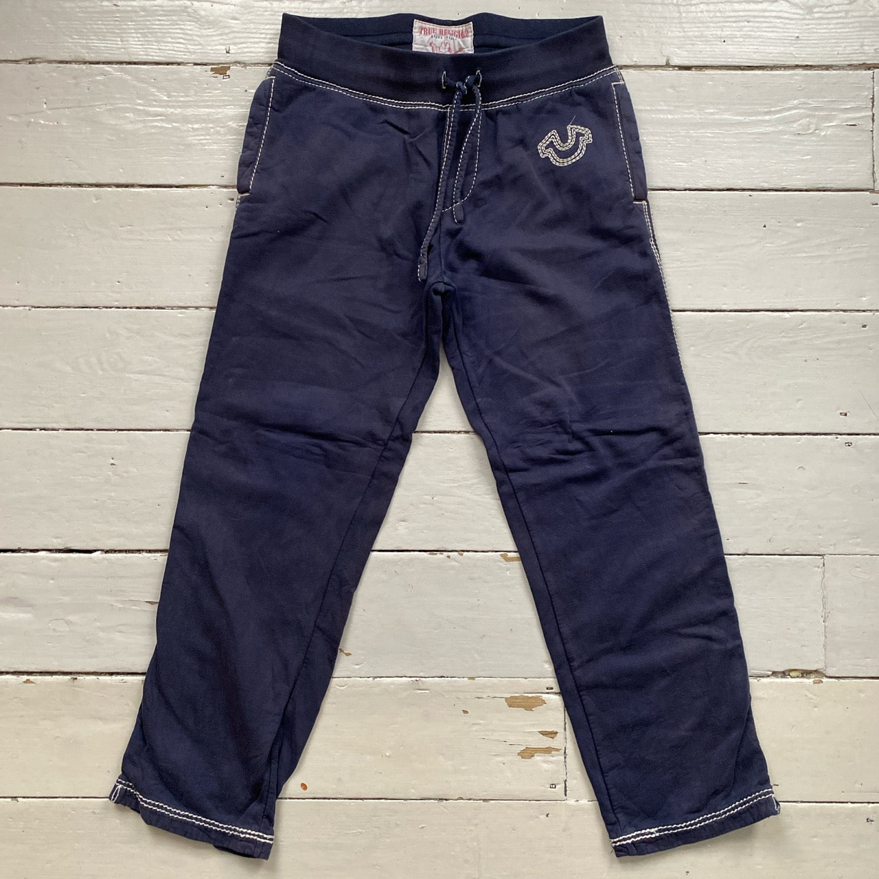 True Religion Tri Contrast Stitch Navy Joggers (Medium)