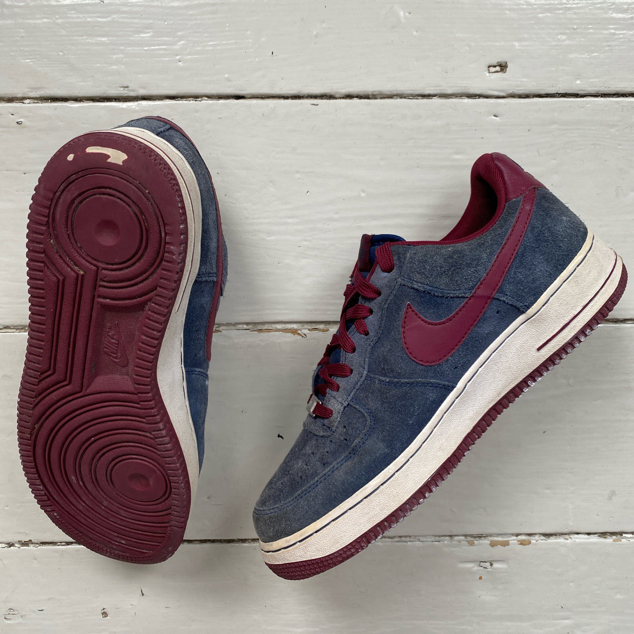Nike Air Force 1 Grey and Burgundy (UK 8)