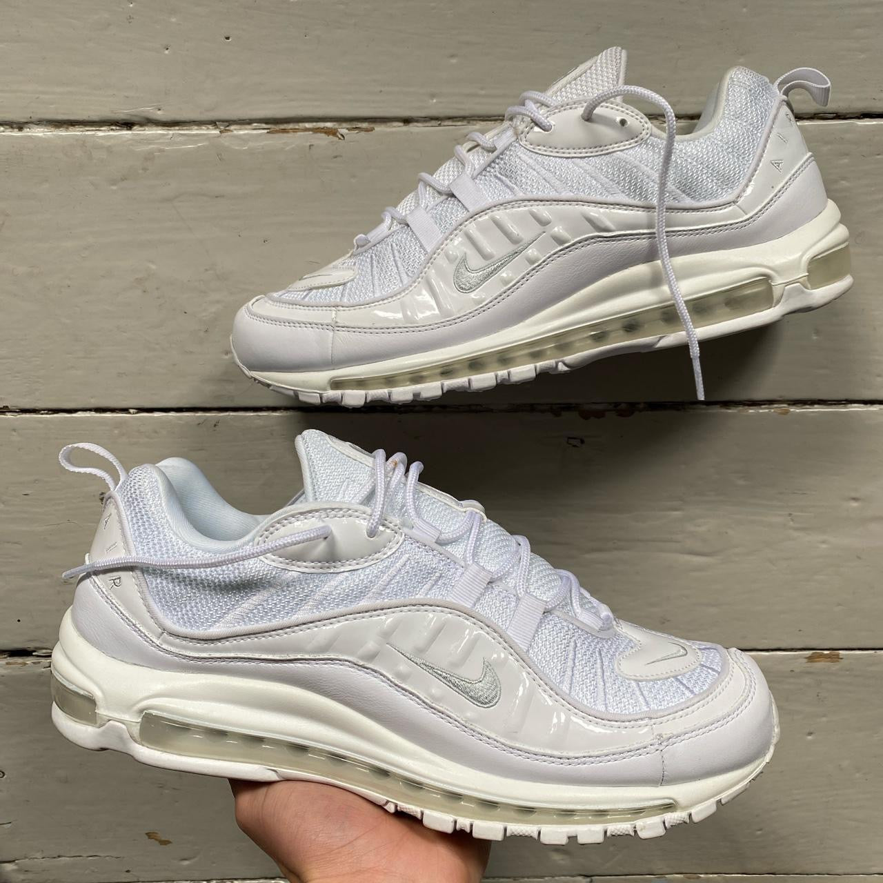 Nike air max on sale 98 white on feet