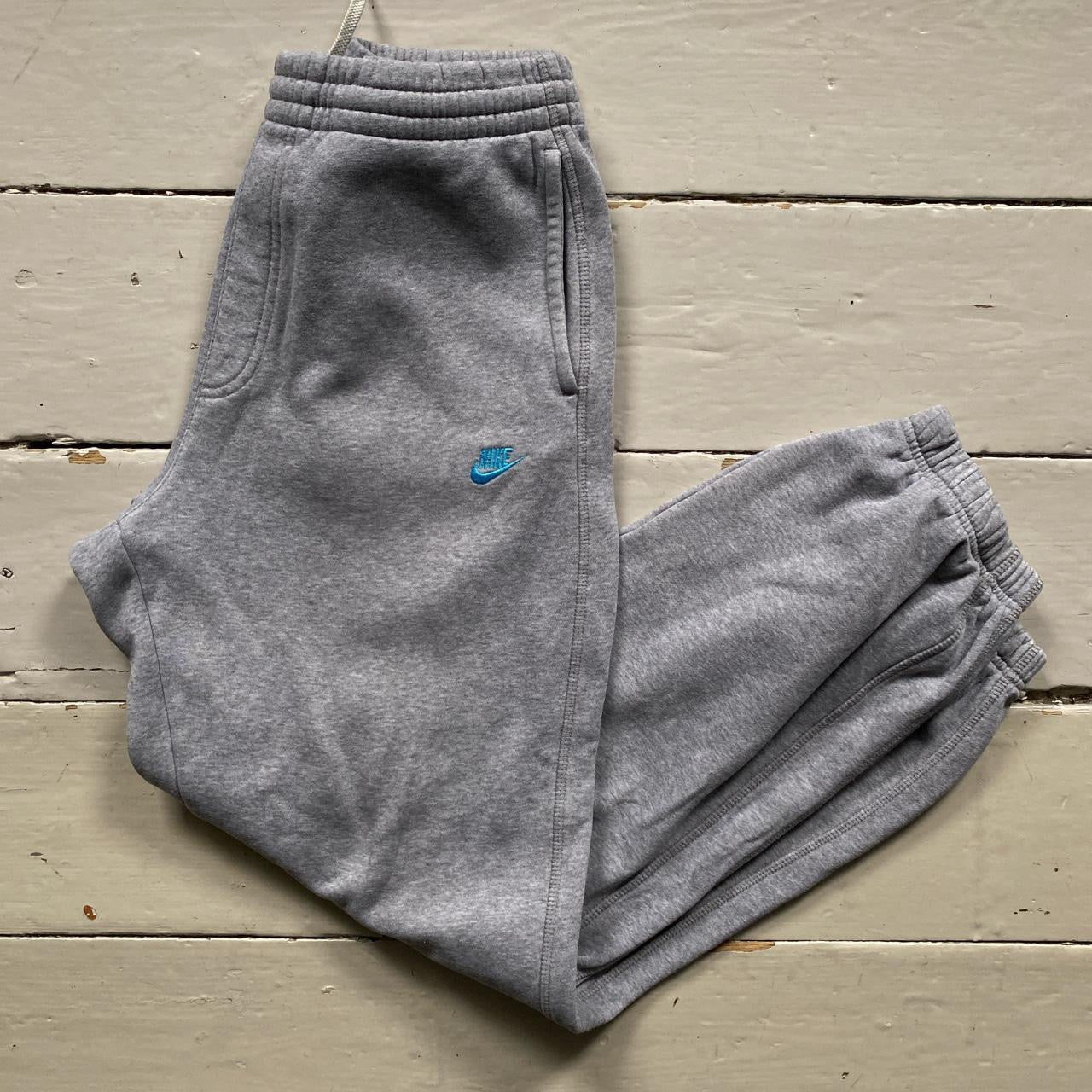 Nike Vintage Blue Swoosh Grey Joggers (Small)