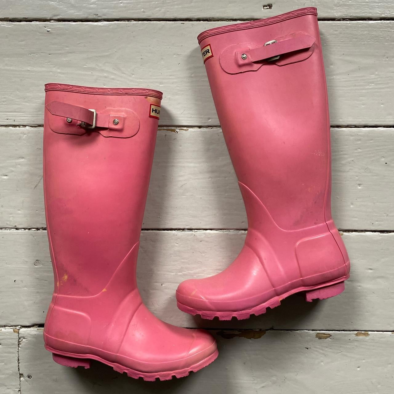 Hunter Pink Wellies Boots (UK 5)